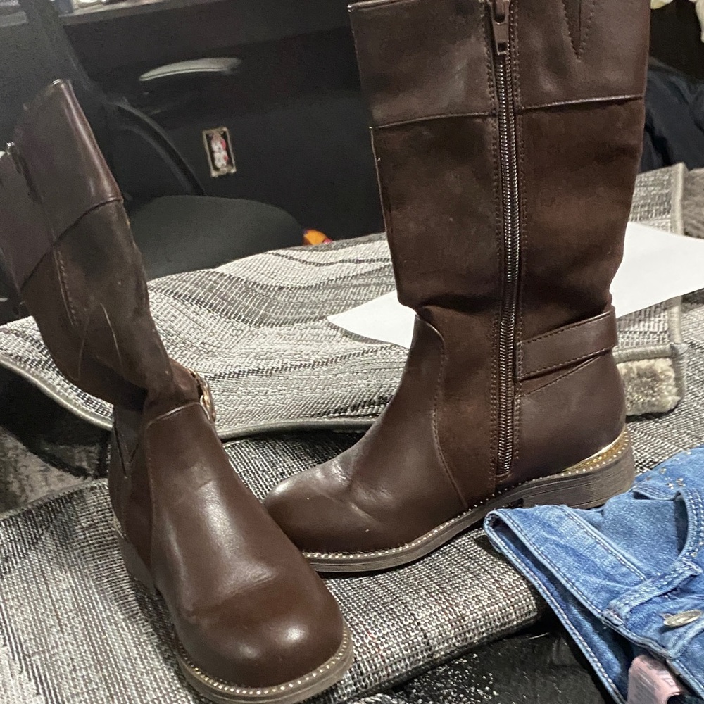 Brown Leather Knee-High Boots